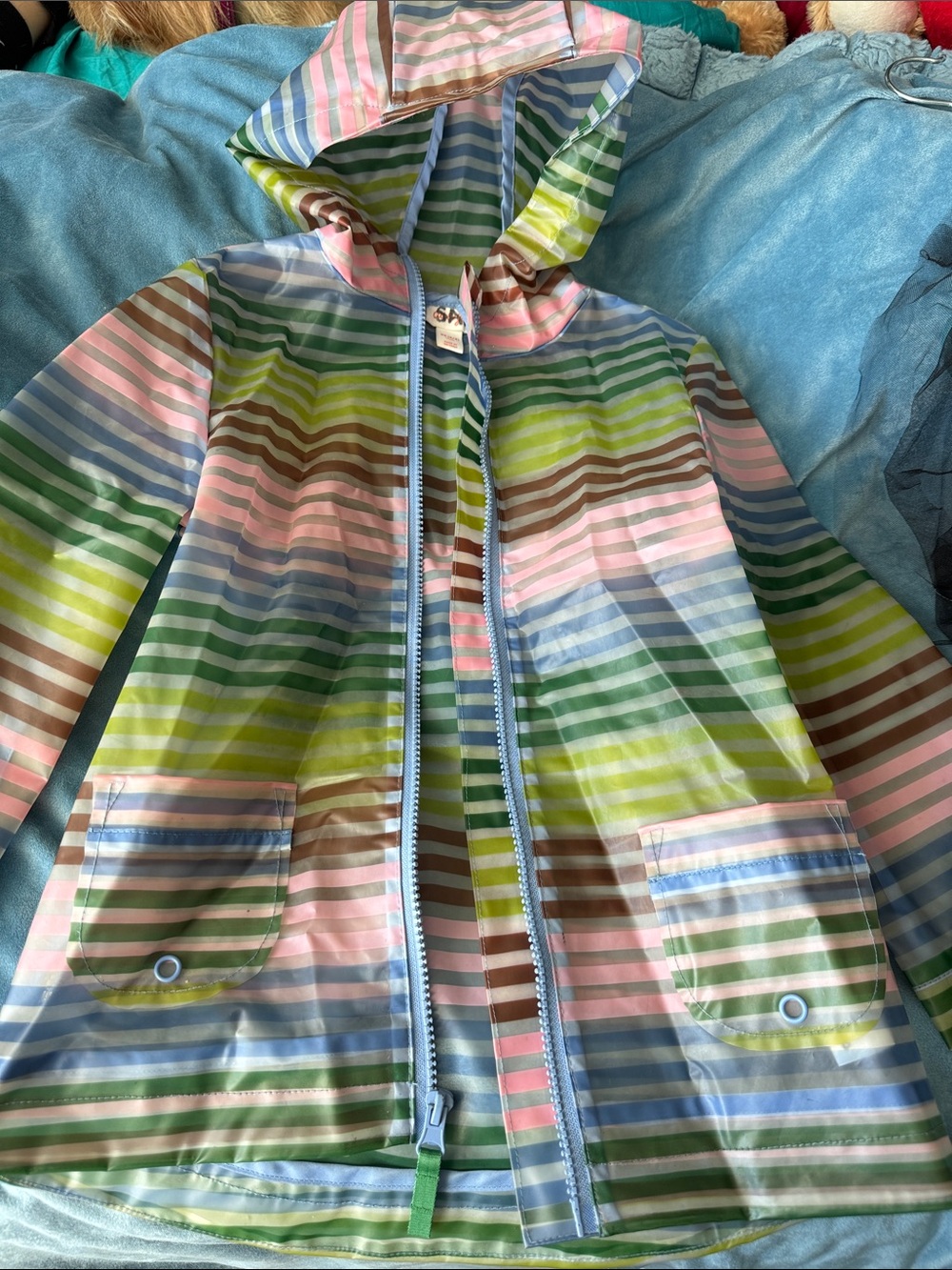 Cat & Jack Hooded Raincoat in Pastel Multi-Stripe